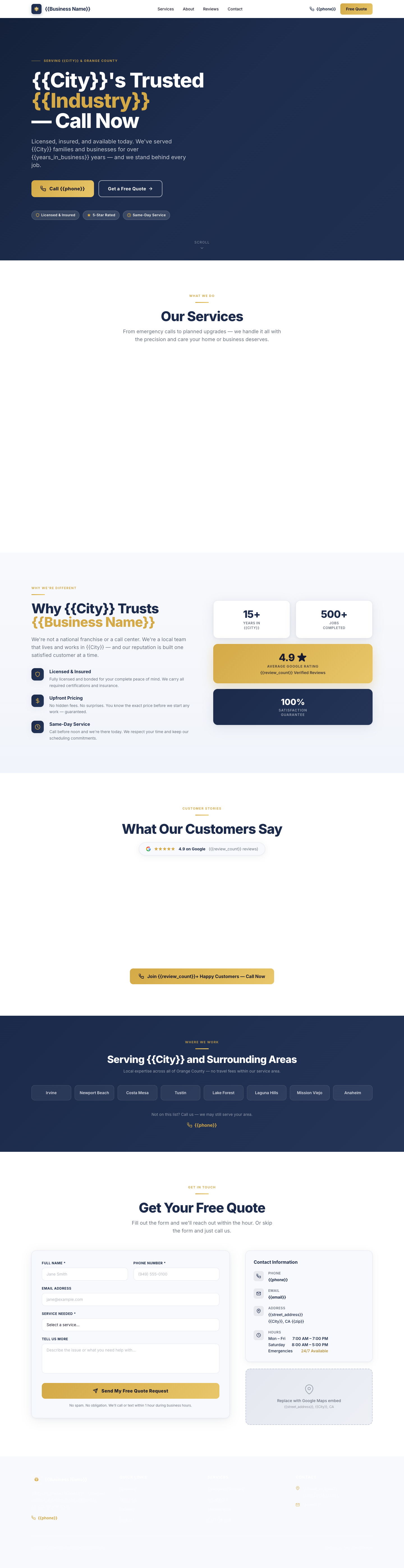 Service business website — plumber, HVAC, landscaper